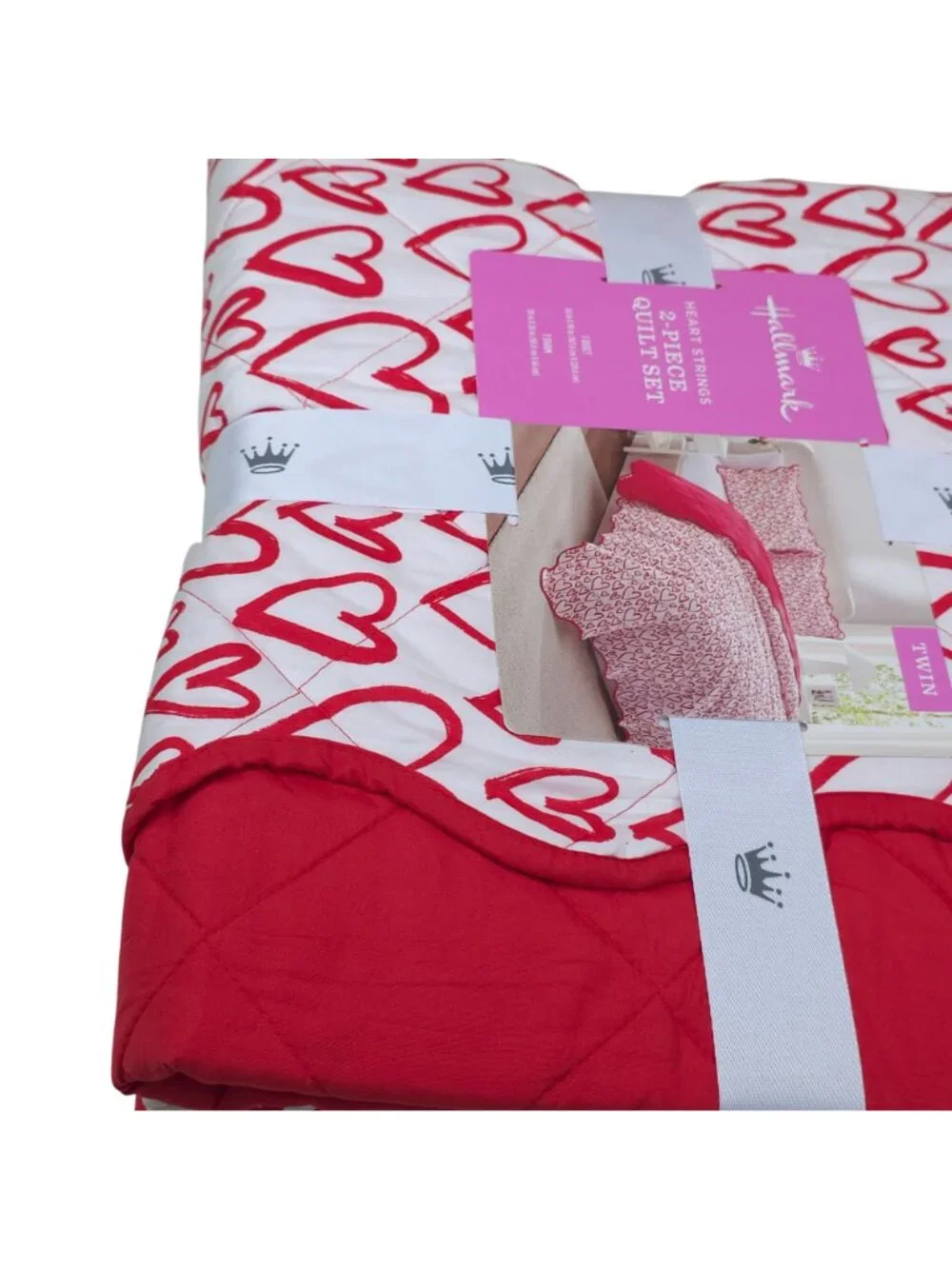 Hallmark Heart Strings Twin 2-Piece Quilt Set Valentines Day Love Heart